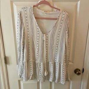 Altar’d State White Tie Front Long Sleeve Blouse